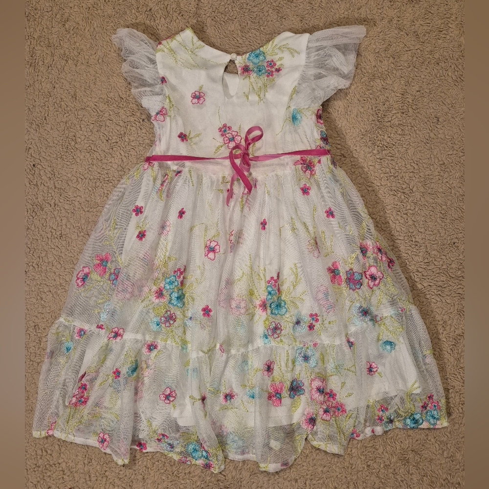 Zunie Girl's Embroidered Floral Party Dress Size 7 EUC - Picture 4 of 11